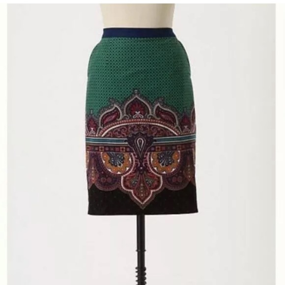 🌶 Anthro Wall Street Paisley Corduroy Skirt - Picture 2 of 8